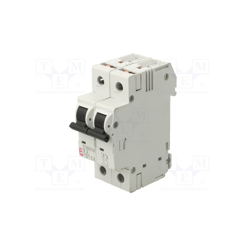 1 pcs x ETI POLAM - ETIMAT 10 2P B2 - Circuit breaker, 230/400VAC, Inom: 2A, Poles: 2, Charact: B, 10kA