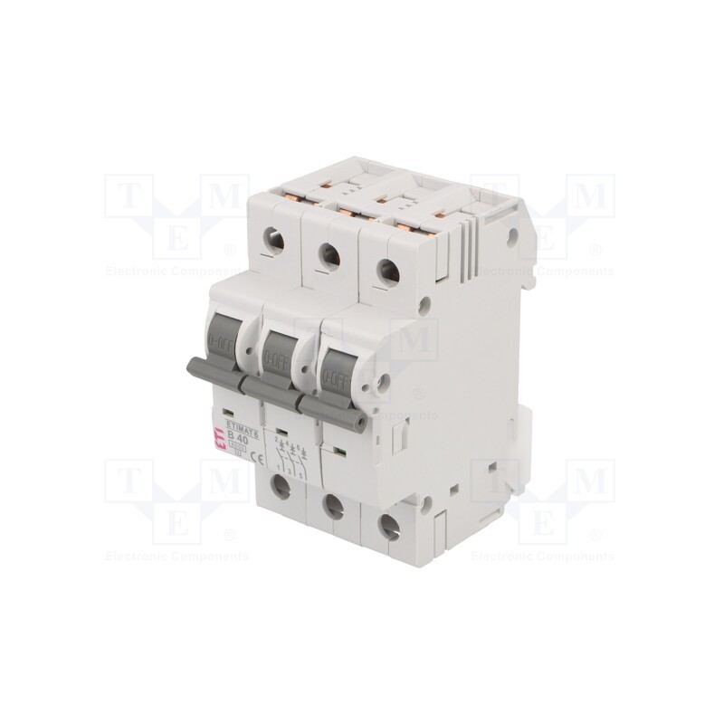 1 pcs x ETI POLAM - ETIMAT 6 3P B40 - Circuit breaker, 230/400VAC, Inom: 40A, Poles: 3, Charact: B, 6kA