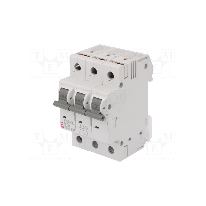 1 pcs x ETI POLAM - ETIMAT 6 3P B32 - Circuit breaker, 230/400VAC, Inom: 32A, Poles: 3, Charact: B, 6kA