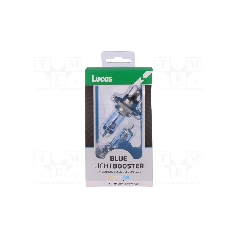 1 pcs x LUCAS - LLX475BLX2 - Filament lamp: automotive, P43t, white-blue, 24V, 75/70W, BLUE