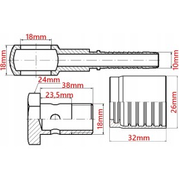 5x m18 dn10 eyelet with banjo screw sleeve