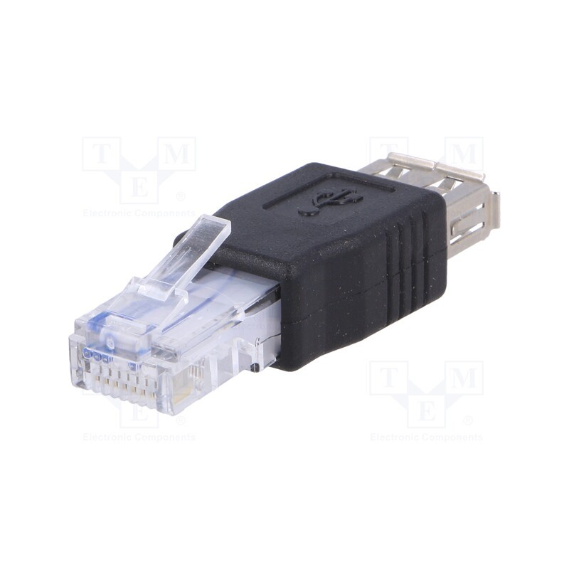1 pcs x AKYGA - AK-AD-27 - Transition: adapter, USB 2.0, black, RJ45 plug,USB A socket