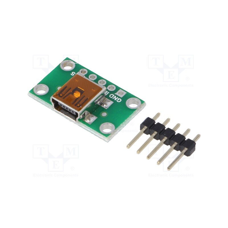 1 pcs x POLOLU - USB MINI-B CONNECTOR BREAKOUT BOARD - Module: adapter, pin strips,USB B mini
