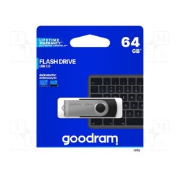1 pcs x GOODRAM - UTS2-0640K0R11 - Pendrive, USB 2.0, 64GB, R: 20MB/s, W: 5MB/s, USB A, black
