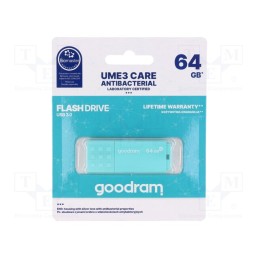 1 pcs x GOODRAM - UME3-0640CRR11 - Pendrive, USB 3.2, 64GB, R: 60MB/s, W: 20MB/s, USB A, mint