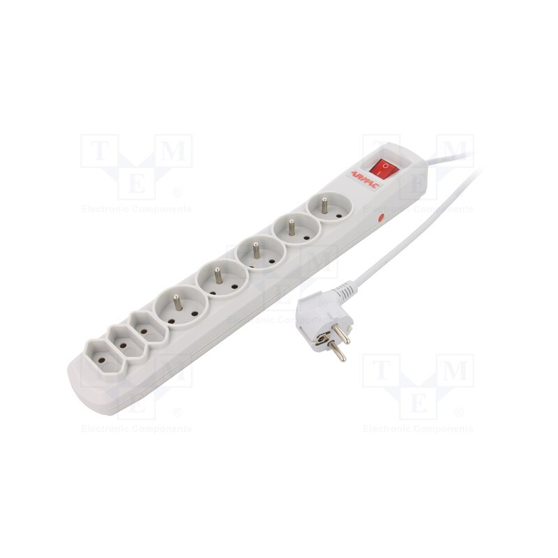 1 pcs x ARMAC - ARC8/15/SZ - Plug socket strip: protective, Sockets: 8, 250VAC, 10A, grey