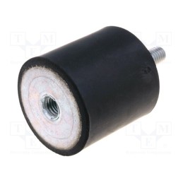 1 pcs x ELESA+GANTER - DVA.2-40-40-M8-23-55 - Vibration damper, M8, Ø: 40mm, rubber, L: 40mm, Thread len: 23mm