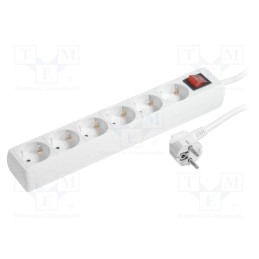 1 pcs x LOGILINK - LPS202 - Plug socket strip: supply, Sockets: 6, 230VAC, 16A, white, 1.5m