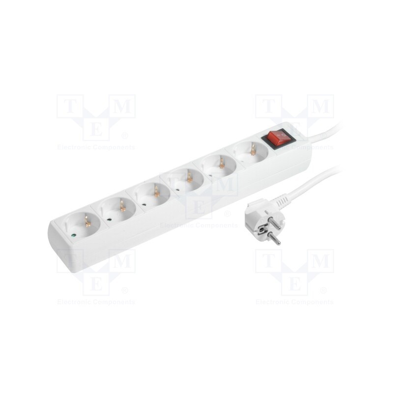 1 pcs x LOGILINK - LPS202 - Plug socket strip: supply, Sockets: 6, 230VAC, 16A, white, 1.5m