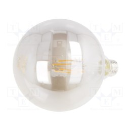 1 pcs x GTV Poland - LD-G125FP8-18 - LED lamp, grey, E27, 230VAC, 450lm, 8W, 360°, 1800K