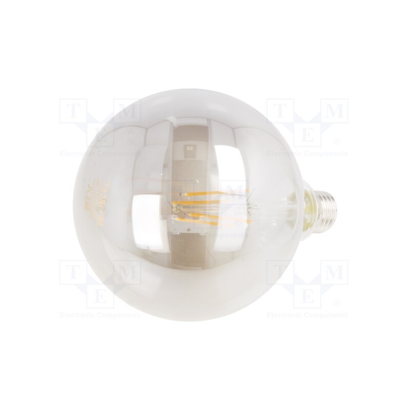 1 pcs x GTV Poland - LD-G125FP8-18 - LED lamp, grey, E27, 230VAC, 450lm, 8W, 360°, 1800K