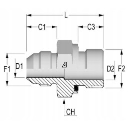 Straight reducing connector 7 8 jicx3 8 b
