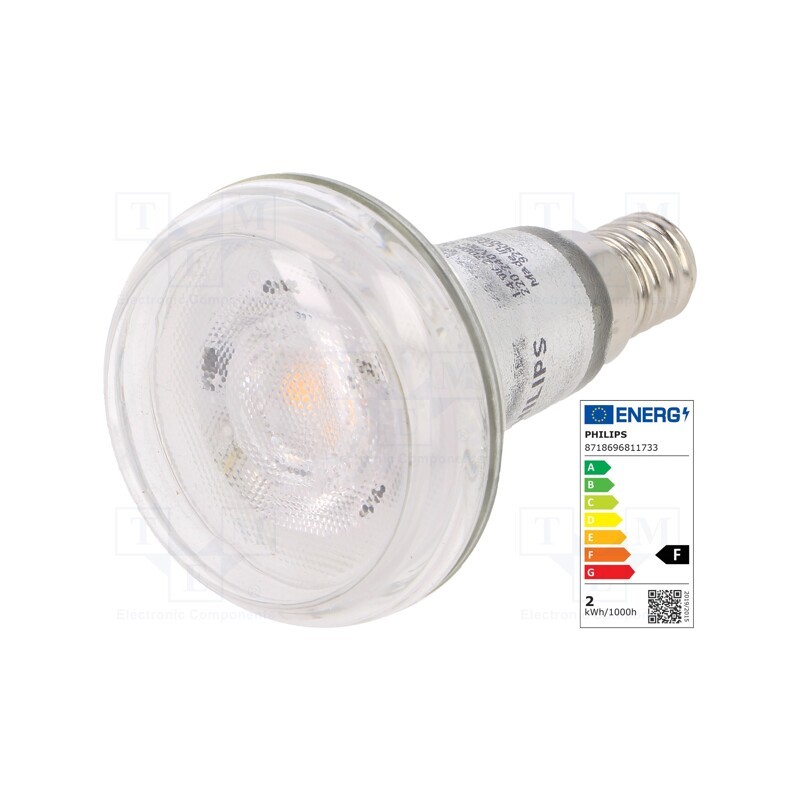 1 pcs x PHILIPS - 8718696811733 - LED lamp, warm white, E14, 230VAC, 105lm, P: 1.4W, 36°, 2700K