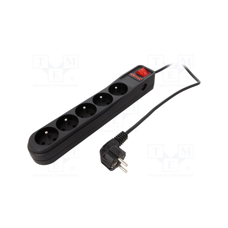 1 pcs x ARMAC - ARC5/50/CZ - Plug socket strip: protective, Sockets: 5, 250VAC, 10A, black