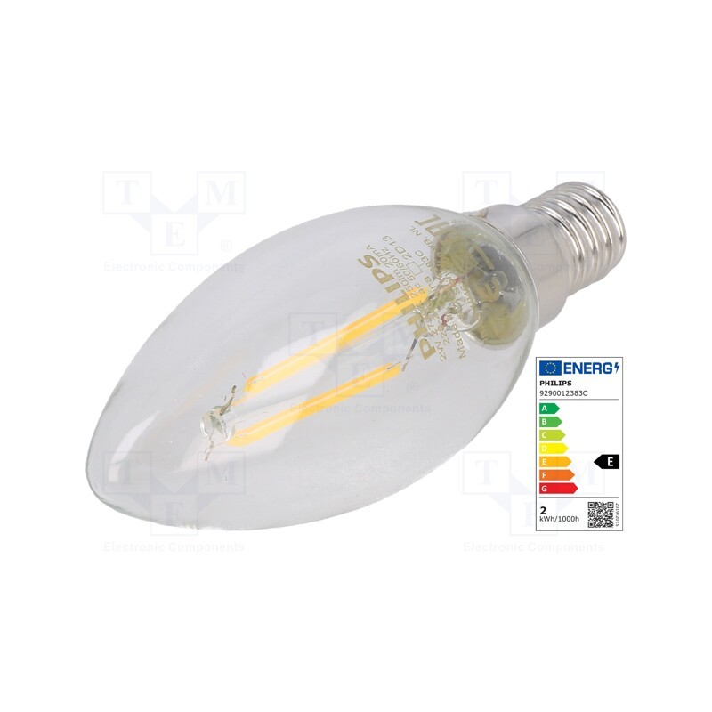 1 pcs x PHILIPS - 8718699777531 - LED lamp, warm white, E14, 230VAC, 250lm, P: 2W, 2700K, CRImin: 80