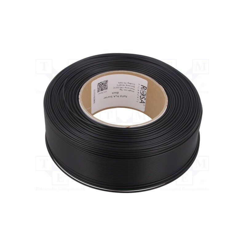 1 rol x ROSA 3D - 5907753132437 - Filament: PLA, 1.75mm, black, 185÷225°C, 1kg, Table temp: 40÷60°C