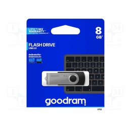 1 pcs x GOODRAM - UTS2-0080K0R11 - Pendrive, USB 2.0, 8GB, R: 20MB/s, W: 5MB/s, USB A, black