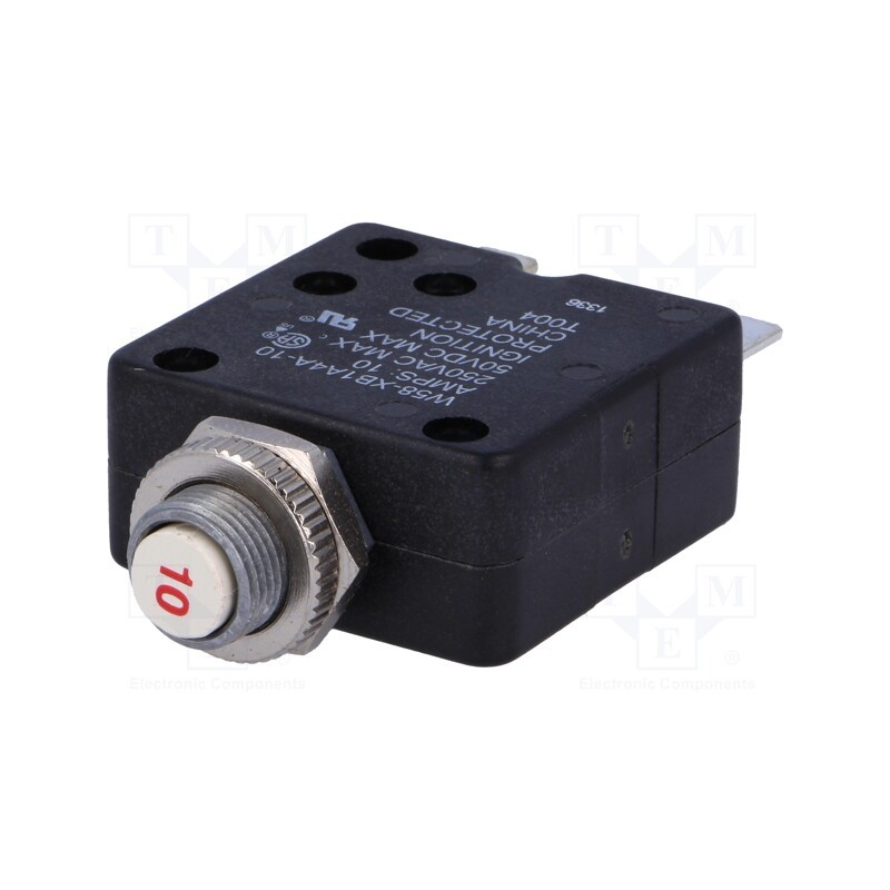 1 pcs x TE Connectivity - 1393249-7 - Circuit breaker, Urated: 250VAC, 50VDC, 10A, SPST-NC, Poles: 1, MCB