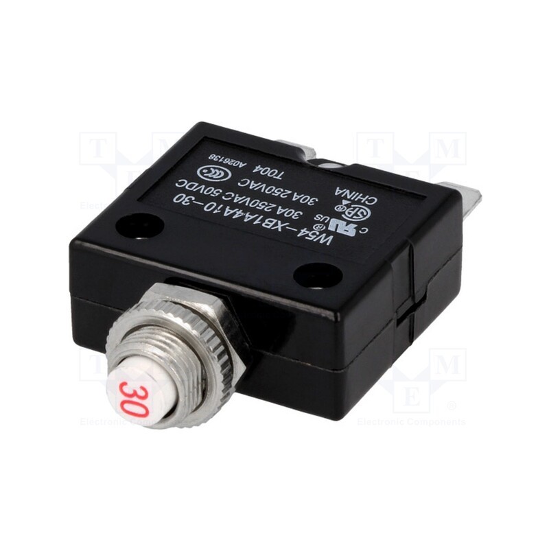 1 pcs x TE Connectivity - 1-1423674-1 - Circuit breaker, Urated: 250VAC, 50VDC, 30A, SPST-NC, Poles: 1, MCB