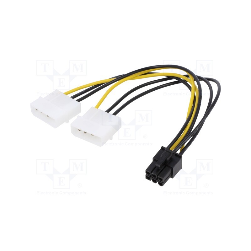 1 pcs x QOLTEC - 50431 - Cable: mains, Molex male x2,PCIe 6pin female, 0.15m, SATA III