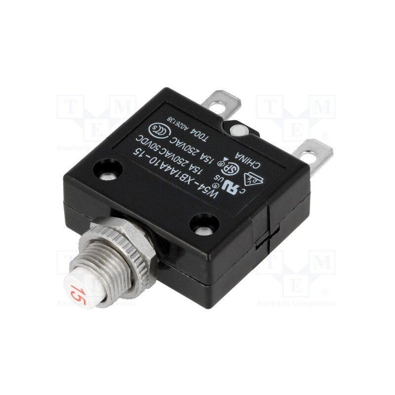 1 pcs x TE Connectivity - 1423674-8 - Circuit breaker, Urated: 250VAC, 50VDC, 15A, SPST-NC, Poles: 1, MCB