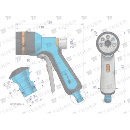 Spray gun with 7 functions, front tege trigger