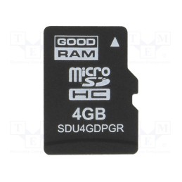1 pcs x GOODRAM INDUSTRIAL - SDU4GDPGRB - Memory card, industrial, microSD,pSLC, UHS I U1, 4GB, -40÷85°C