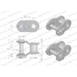 Chain link with O-ring ANSI A 80 R1 1 sp