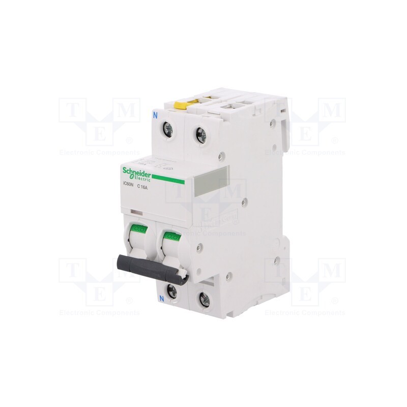 1 pcs x SCHNEIDER ELECTRIC - A9F04616 - Circuit breaker, 400VAC, Inom: 16A, Poles: 1+N, Charact: C, 6kA, IP20