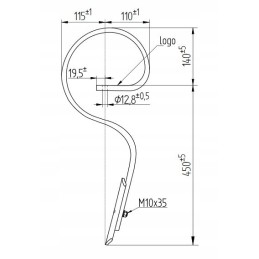Straight tine with coulter 590mm 32x12 bagra spring