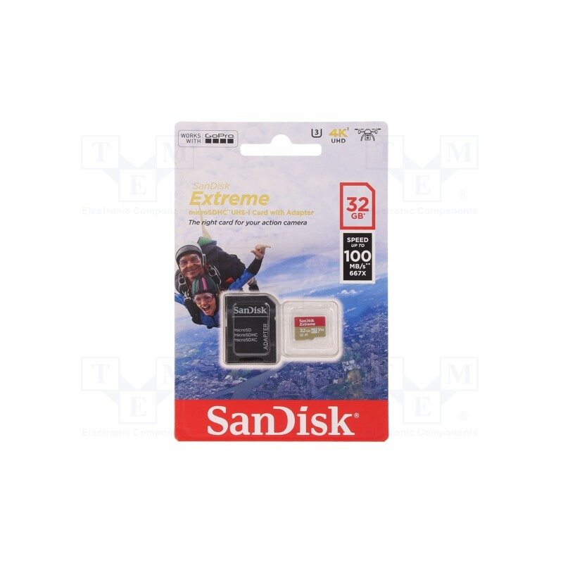 1 pcs x SANDISK - SDSQXAF-032G-GN6AA - Memory card, Extreme,A1 Specification, for GoPro, microSDHC