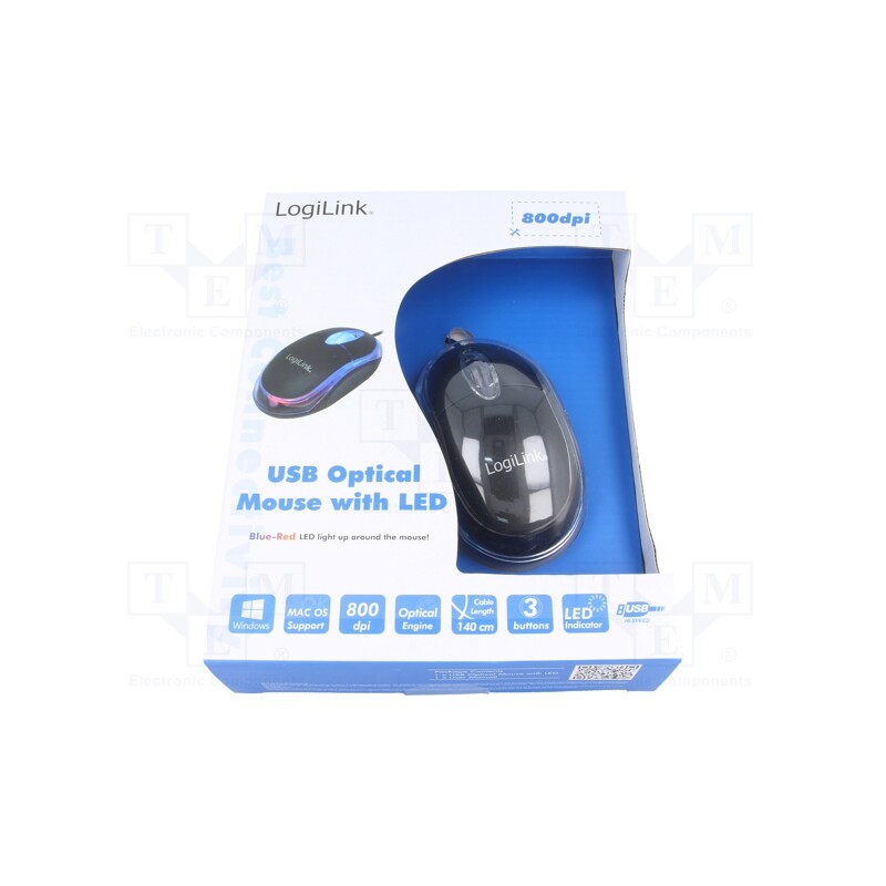 1 pcs x LOGILINK - ID0010 - Optical mouse, black, USB, wired, 1.5m, No.of butt: 3