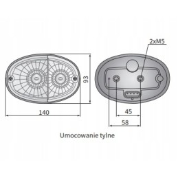 Front lamp 140x93 with bulb and amp connector