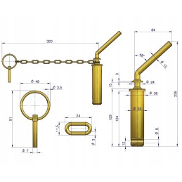 Long upper hitch pin c 330 original Ursus