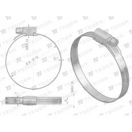 Clamping band 8 12 worm clamp W2 steel
