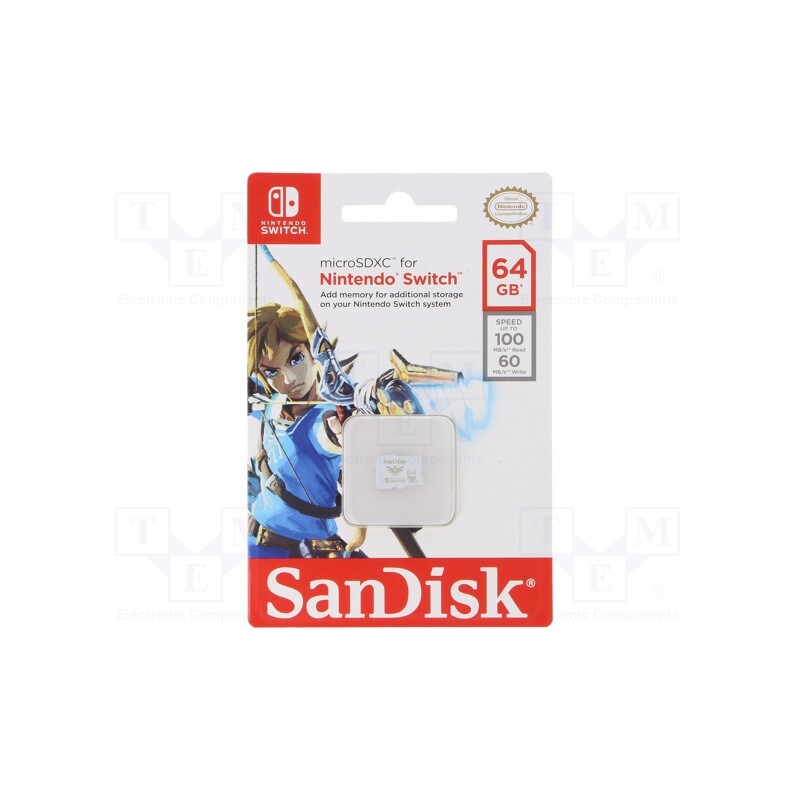 1 pcs x SANDISK - SDSQXAT-064G-GNCZN - Memory card, Nintendo Switch, microSDXC, R: 100MB/s, W: 90MB/s