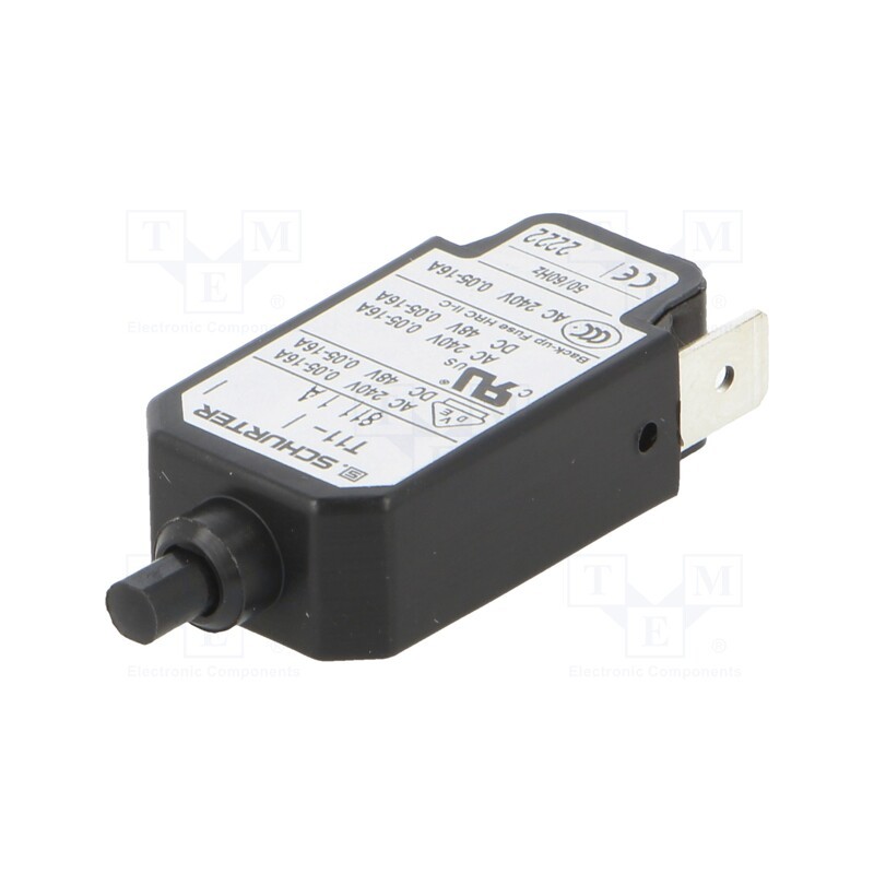 1 pcs x SCHURTER - 4400.0108 - Circuit breaker, Urated: 240VAC, 48VDC, 1A, SPST, Poles: 1, DROP-IN