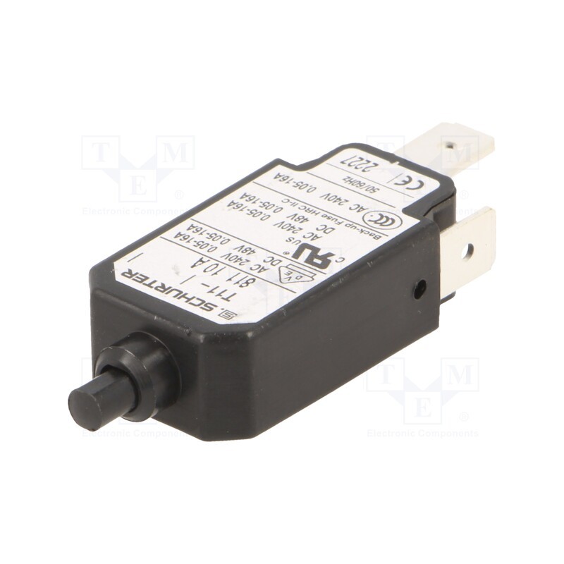1 pcs x SCHURTER - 4400.0117 - Circuit breaker, Urated: 240VAC, 48VDC, 10A, SPST, Poles: 1, DROP-IN