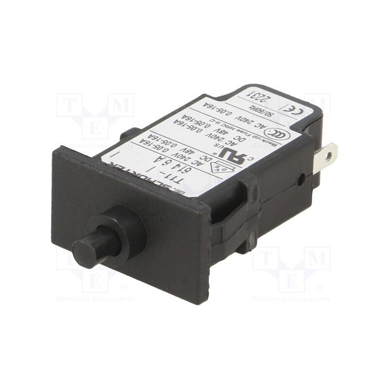 1 pcs x SCHURTER - 4400.0643 - Circuit breaker, Urated: 240VAC, 48VDC, 6A, SPST, Poles: 1, SNAP-IN