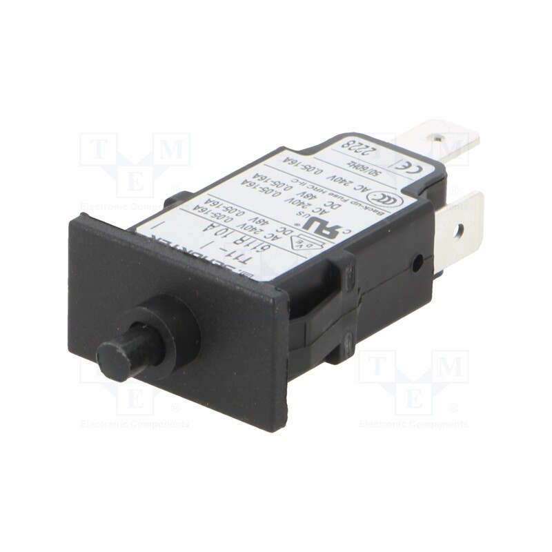 1 pcs x SCHURTER - 4400.0286 - Circuit breaker, Urated: 240VAC, 48VDC, 10A, SPST, Poles: 1, SNAP-IN