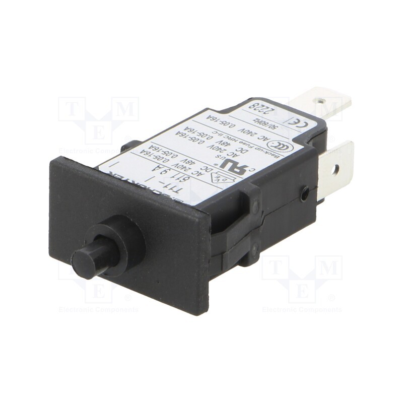 1 pcs x SCHURTER - 4400.0106 - Circuit breaker, Urated: 240VAC, 48VDC, 9A, SPST, Poles: 1, SNAP-IN