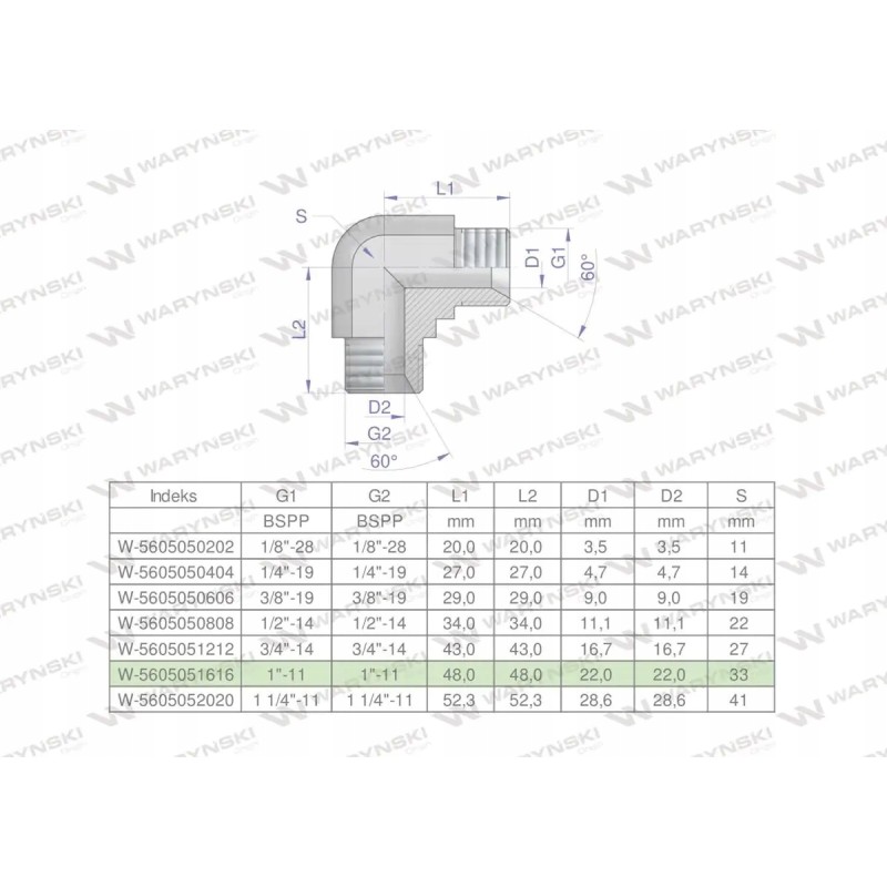 Inch hydraulic elbow bb 1 bsp xw wa