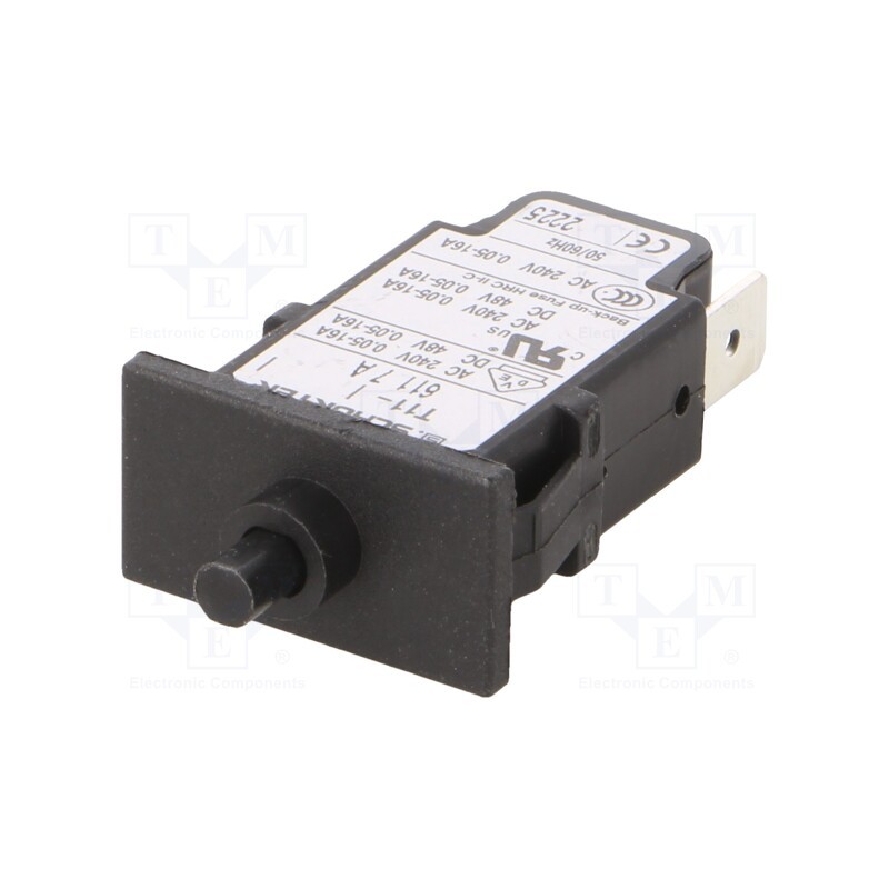 1 pcs x SCHURTER - 4400.0028 - Circuit breaker, Urated: 240VAC, 48VDC, 7A, SPST, Poles: 1, SNAP-IN