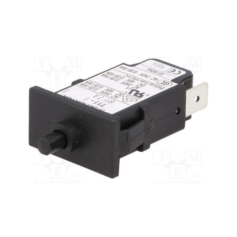 1 pcs x SCHURTER - 4400.0002 - Circuit breaker, Urated: 240VAC, 48VDC, 2A, SPST, Poles: 1, SNAP-IN