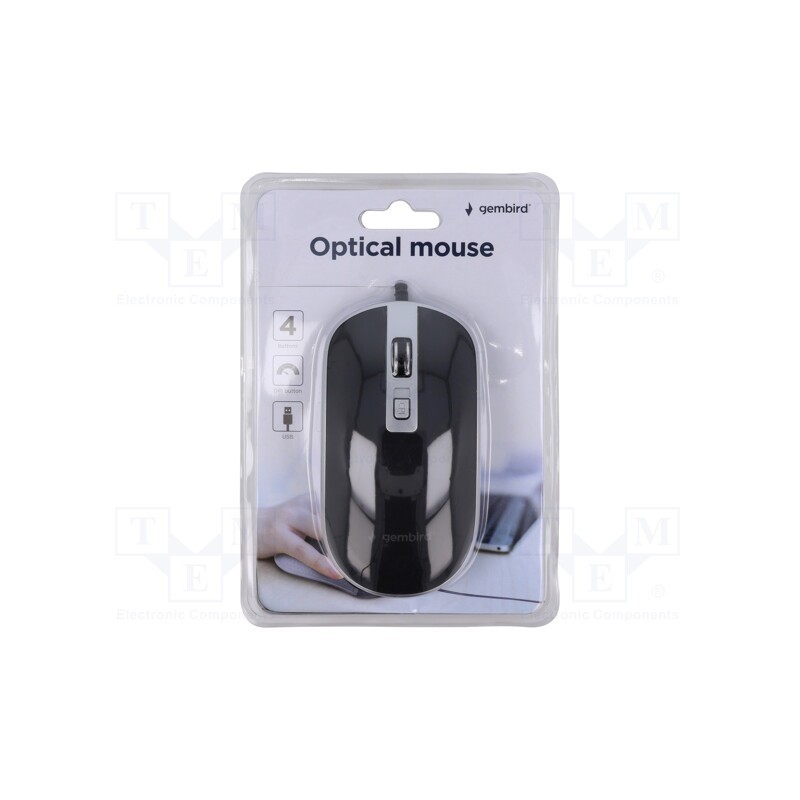 1 pcs x GEMBIRD - MUS-4B-06-BS - Optical mouse, black,silver, USB A, wired, 1.35m, No.of butt: 4