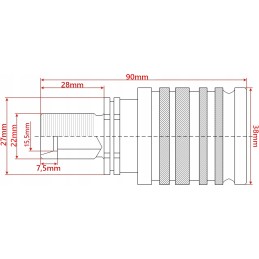 Hydraulic quick connector long euro socket M22