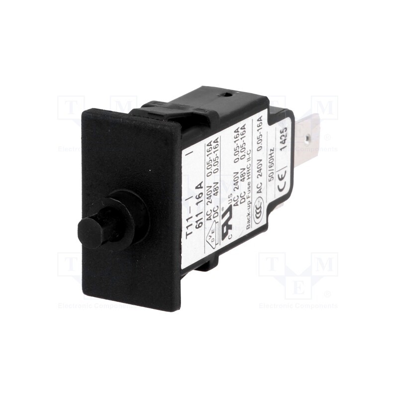 1 pcs x SCHURTER - 4400.0034 - Circuit breaker, Urated: 240VAC, 48VDC, 16A, SPST, Poles: 1, SNAP-IN