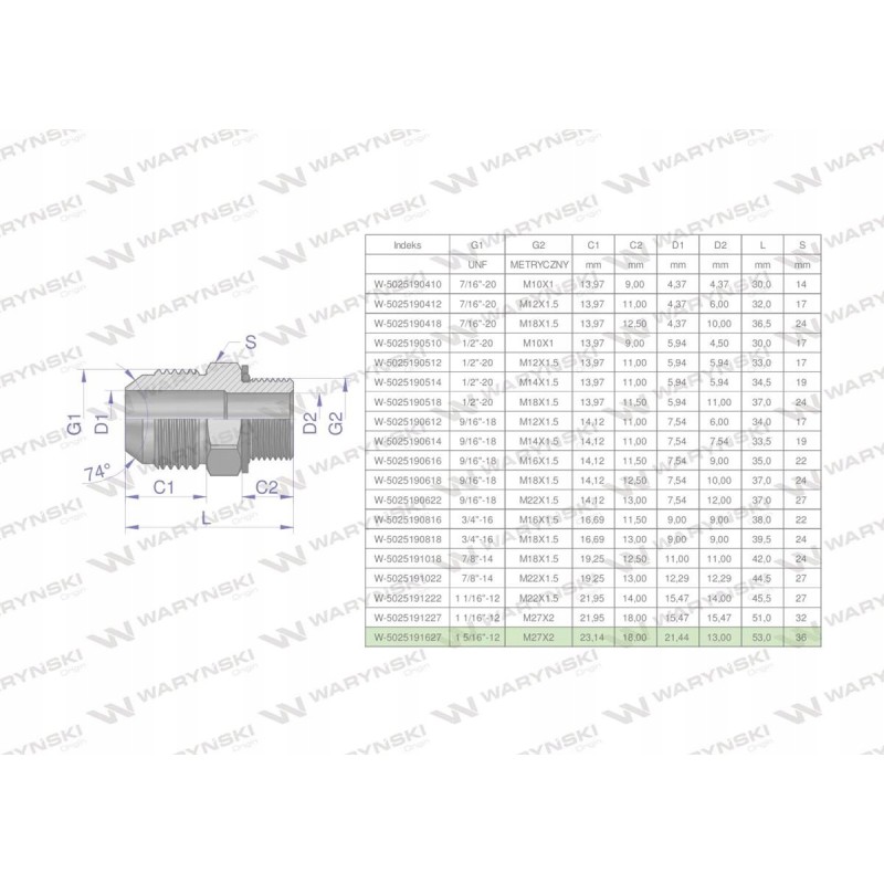 Hydraulic connection bb 1 5 16 unf jic x