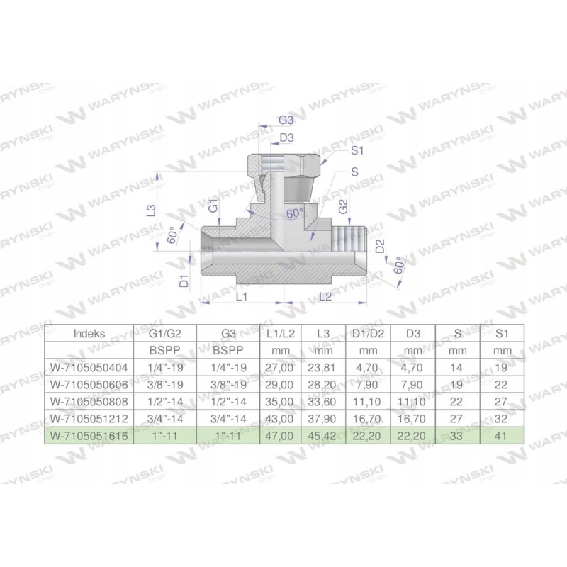 Symmetrical hydraulic tee, inch bab 1
