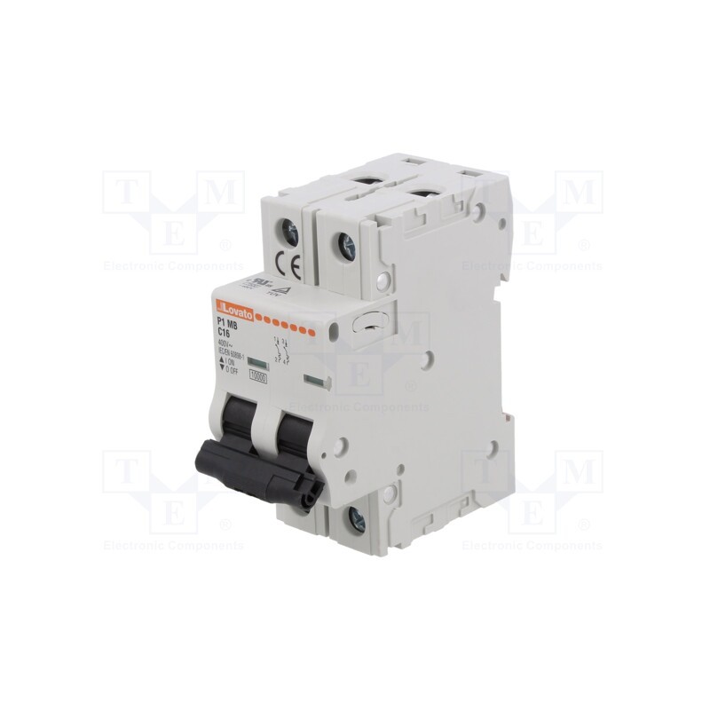 1 pcs x LOVATO ELECTRIC - P1MB2PC16 - Circuit breaker, 230/400VAC, Inom: 16A, Poles: 2, Charact: C, 10kA